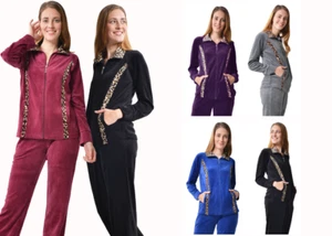 Damen Jogginganzug Trainingsanzug mit Leopard Hausanzug Freizeit Sportanzug XXL - Bild 1 von 9