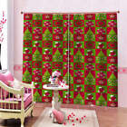 Bright Green Tall Christmas Tree Printing 3D Blockout Curtains Fabric Window