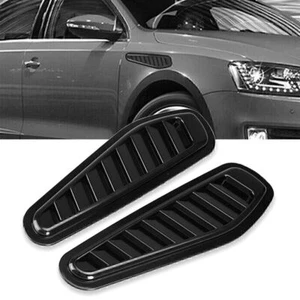 2pcs Black Universal Car Decorative Air Flow Intake Hood Scoop Vent Bonnet Cover - Picture 1 of 3