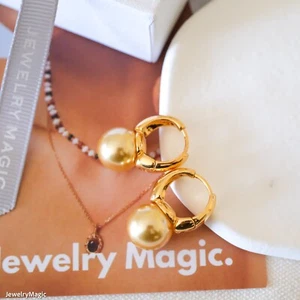 Dainty Golden South Sea pearls, Gold Pearls earrings, 12mm Pearl earrings, Gifts - Picture 1 of 9