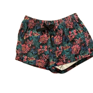Tart Intimates Pajama Lounge Shorts Womens Medium Pink Teal Floral Velvet - Picture 1 of 8
