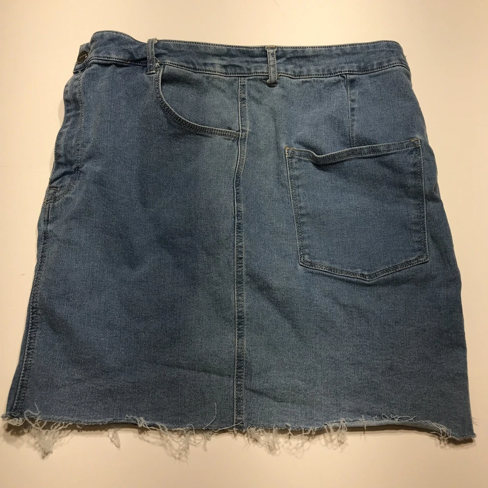 Falda &Denim by H&M para mujer talla 14 azul denim corte lavado claro elástica recta Foto 1 de 4