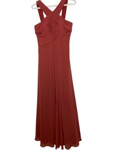 (NEW) Azazie Size A5 Bridesmaid Dress Kaleigh Terracotta Color Maxi - Picture 1 of 7