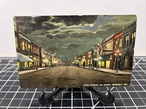 Antike Postkarte um 1913 Schilfstraße bei Nacht Moberly MO Missouri - Bild 1 von 9
