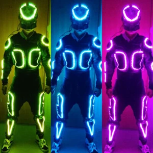 7 Farben Licht Wiederaufladbare LED Roboter Kleidung Maske Anzug Tanz Ballsaal - Picture 1 of 6