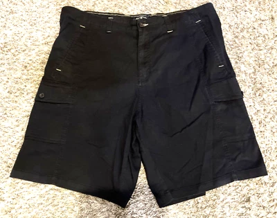 Nat Nast Shorts Mens 42 Black Cargo Pockets Black Ribbed Cotton 10 Inch Inseam - Image 1 of 4