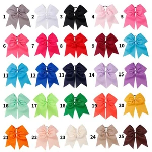 Colorful Elastic Hair Band-Solid Cheer Bows Ponytail Girls Hair Accessories 25PC - Picture 1 of 62