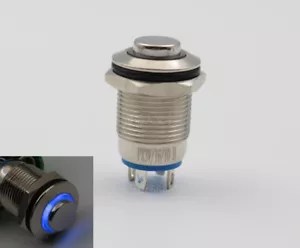 Interruttore mini pulsante metallo momentaneo led 12mm 3V blu 4 pin normalmente aperto - Foto 1 di 5