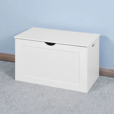 Modern White Lift Top Entryway Storage Bench Chest Toy Box With 2 Safety Hinge - Image 1 of 4