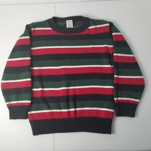 Gymboree Boys Knit Pullover Striped sweater Size S 5-6 Green Red White Blue - Picture 1 of 5