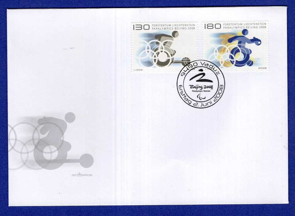 LIECHTENSTEIN, PARALYMPICS, 2008, FDC - Image 1 of 1
