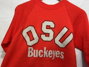 Vintage Ohio State University Buckeyes Crewneck Sweatshirt Red USA 80s Thin MED - Picture 1 of 10