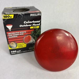 Philips Colortone 100 Watt PAR38 Red Flood Light Bulb 4 3/4 Diameter In/Out Bulb - Picture 1 of 6