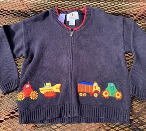 Save the Children Sweater Collection Construction Trucks Navy Full Zip Sz 7 XL - Picture 1 of 4