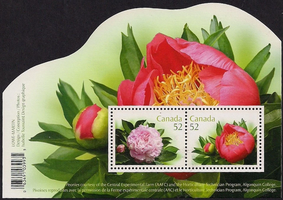 Canada Stamps — Souvenir Sheet — Flowers, Peonies #2260 — MNH - Image 1 of 1