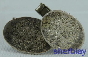 Vtg TAXCO 925 Sterling Silver Oval Mayan Aztec Sun God Face Mask Cufflinks 9.2g - Picture 1 of 4