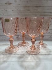  Lumeric Verrerie D’Arques Optic Swirl Pink Wine Glasses Set Of 4