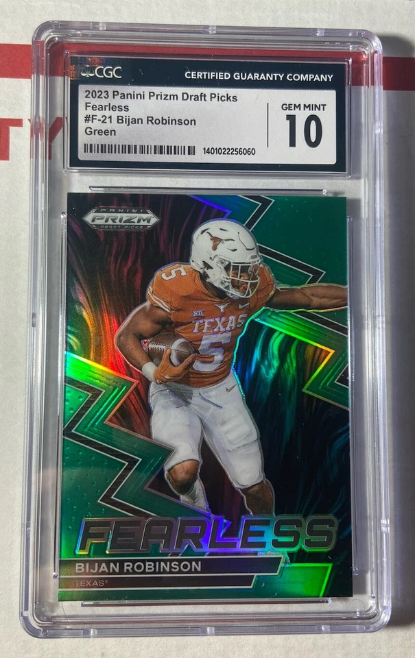 Bijan Robinson 2023 Panini Draft Picks Green Fearless Parallel Rookie CGC 10 - Image 1 of 2