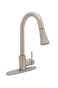 Grifo de cocina extraíble de latón Huntington en acabado de níquel satinado - Imagen 1 de 3