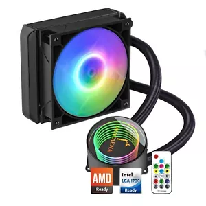 Whisper-Quiet 120mm ARGB AIO CPU Cooler for Intel & AMD - Customizable Lighting - Picture 1 of 11
