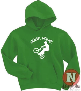 Personalised BMX Bike Hoodie kids Hoody cycling activity sports cool activewear - Picture 1 of 13