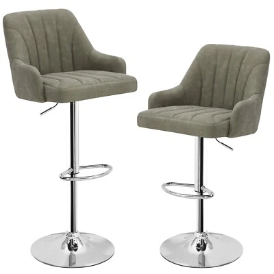 Adjustable Bar Stools Counter Height Stools with Backrest and Armrests Set of 2 - Image 1 of 4