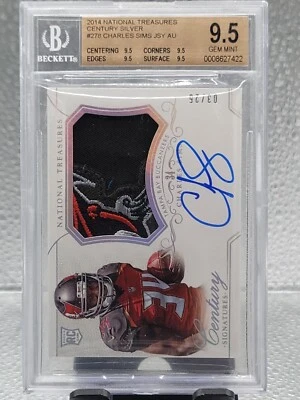 2014 National Treasures Charles Sims Silver Rookie Logo Patch Auto 3/25! BGS 9.5 - Image 1 of 2