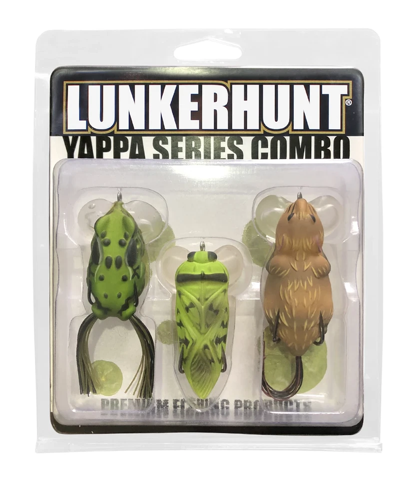 Lunkerhunt 3-Piece Yappa Combo Rat, Frog, & Bug Hollow Body Bass Topwater Lures - Image 1 of 1