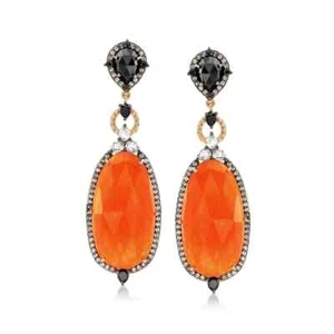 SS Topaz and Quartz Drop Dangle Earrings - 2.5 in - Picture 1 of 6