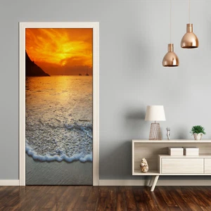Self adhesive Door Wall wrap removable Peel & Stick Decal Landscapes Sunset - Picture 1 of 6