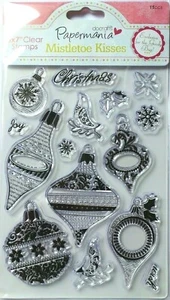 Papermania Mistletoe Merry Christmas rubber stamps Baubles snowflake holly star - Picture 1 of 2
