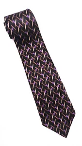 ROBERT TALBOTT Best of Class Silk Necktie Designer Geometric Black/ Lavender EUC - Picture 1 of 5