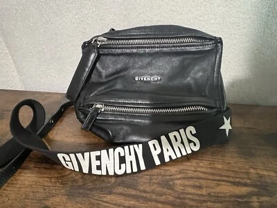 Givenchy Pandora Bolso Mensajero Patente Arrugada Grande Bolso de Hombro Negro Foto 1 de 4