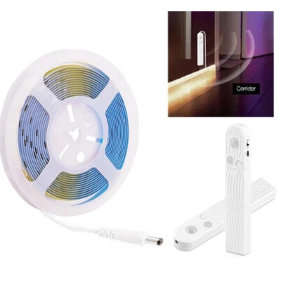 COB LED Strip PIR Motion Sensor Night Light Cabinet Closet Wardrobe lamp Battery - Image 1 of 4
