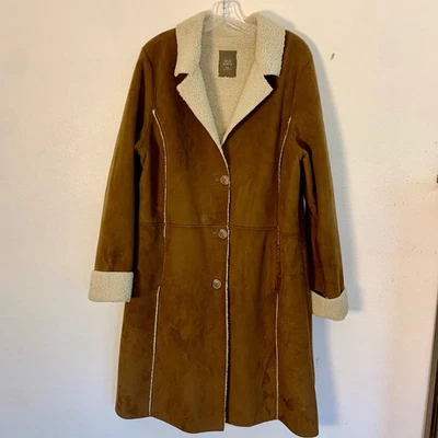 Abrigo Sherpa Antiguo Azul Marino Para Mujer Imitación Gamuza XXL Retro Estilo Y2K Años 70 Inspirado Tostado Foto 1 de 4