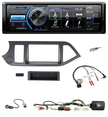JVC Bluetooth Lenkrad USB DAB Autoradio für Kia Picanto ab 2011 USB AUX ohne Sta - Bild 1 von 4