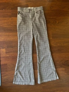 Pantalones Hollister Ultra High Rise Gingham Acampanados S Negro Blanco Elastizados a Cuadros - Imagen 1 de 7