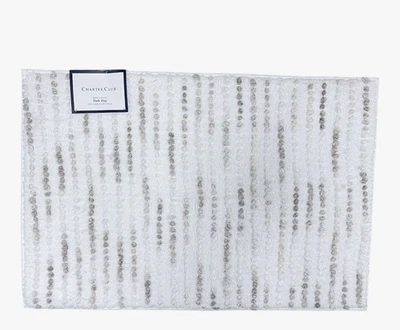 Alfombra de baño Charter Club blanca a rayas burbujas, 20" x 30". Foto 1 de 2