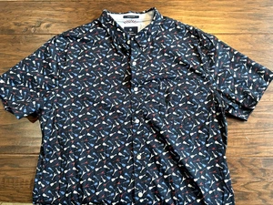 Ben Sherman Stretch Fit Electric Guitar All Over Print Button-down Shirt Mens XL - Picture 1 of 9