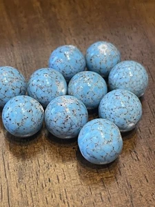 Lot  Of 10 Vintage Old Stock Turquoise Crackle  Art Glass LAMPWORK Beads 1/2 In - Picture 1 of 3