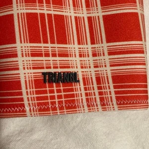 Triangl Vibrant Orange and Cream Plaid Bandeau Swimwear Top XS 100% neoprene - Picture 1 of 6
