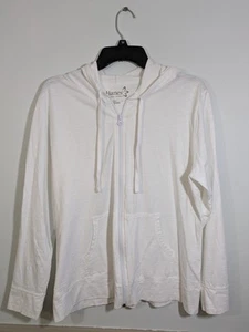 Hanes 100 % weißer Baumwoll-Hoodie leichter Reißverschluss Fronttasche Größe Large - Bild 1 von 3