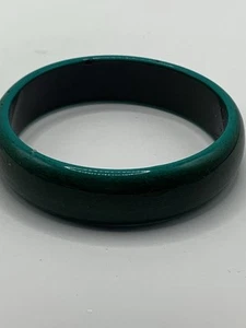 Vintage Dark Green And Black Acrylic Bangle Bracelet 7.5” - Picture 1 of 9