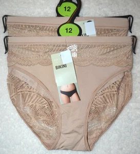 WOMENS M&S BIKINI KNICKERS LACE TRIMS 2 PACK SIZE 12 ROSE QUARTZ - NEW - Picture 1 of 1