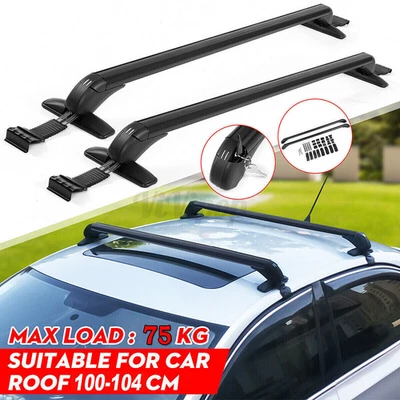2x Aluminium Alloy Roof Rack Overhead Side Rails Bars Luggage Carrier Holder Dwe - Image 1 of 4