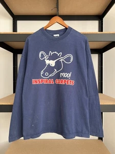 Vintage 2003 Inspiral Carpets Moo! Cow Britpop Navy Long Sleeve T-shirt Sz XL - Picture 1 of 22