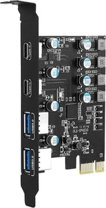 PCIE to USB 3.0 Expansion Card 4 Ports (2 x USB C, 2 x USB A), PCI Express Expan - Afbeelding 1 van 9