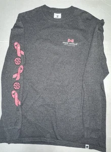 Simply Southern Collection Gray Breast Cancer Long Sleeve Tee Women’s Size XL - Picture 1 of 6
