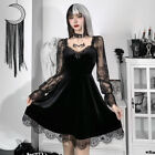 Womens Long Sundresses Womens Sexy Gothic Dress Lace Long Bell Sleeve V Neck
