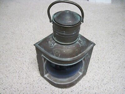 Vintage Copper Starboard Natical Lantern Blue Lens Nr • 59.95$